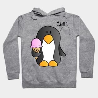 Chill! - Penguin with Strawberry Ice Cream Hoodie